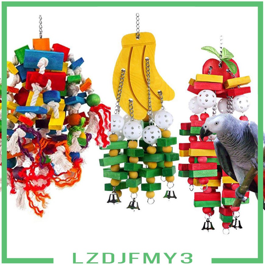 Pet home Bird Chewing Toy Parrot Cage Bite Toys Wooden Block Bird
