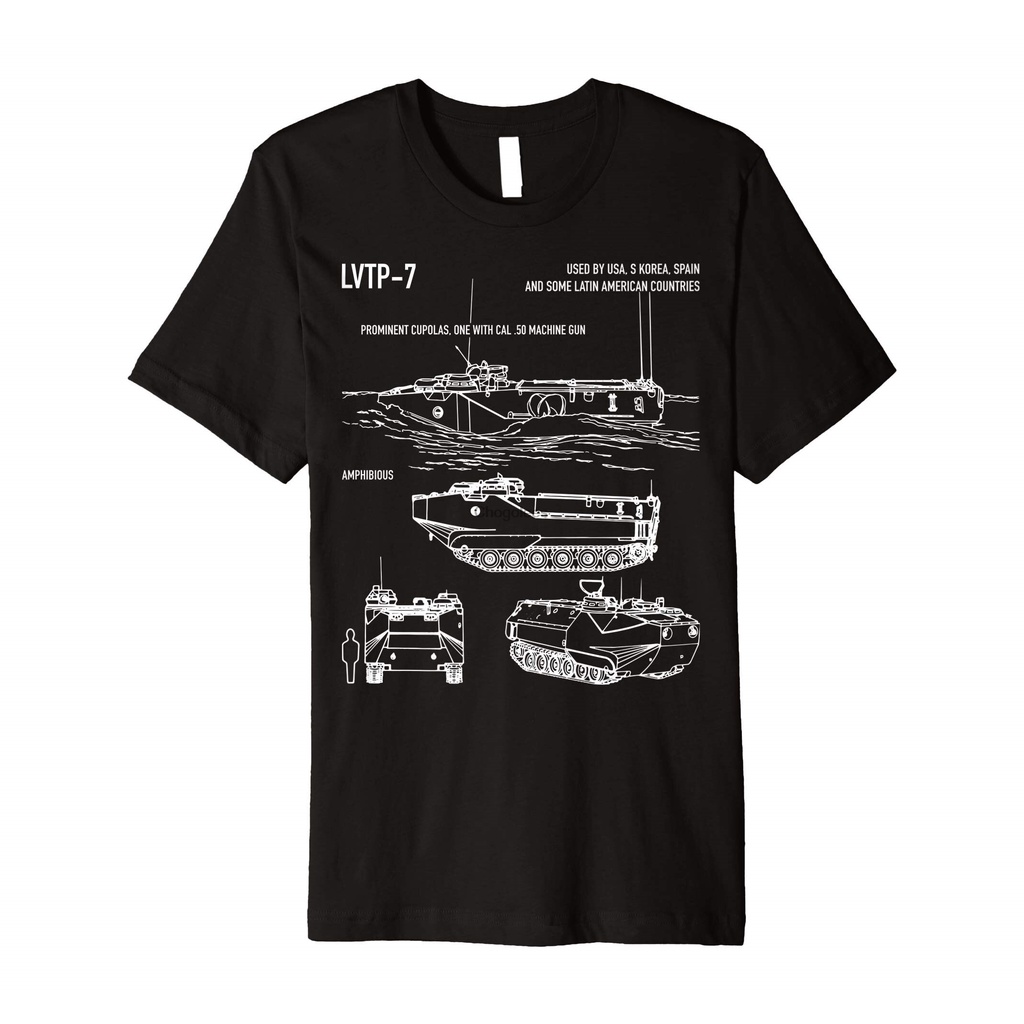 คอลูกเรือเสื้อยืดคอกลมขายดี เสื้อยืดลําลอง แขนสั้น พิมพ์ลาย LTP-7 ault Amphibious ehicle Blueprint พ