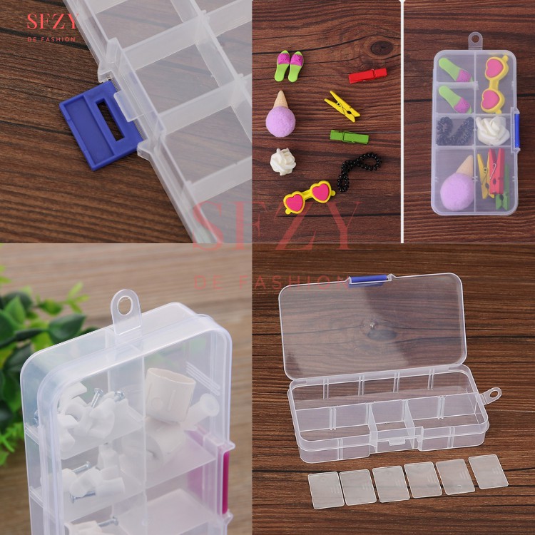 กล่องเก็บเครื่องประดับ 10ช่อง ปรับได้ กล่องเก็บของ กล่องอเนกประสงค์ สำหรับสร้อยคอ แหวน ต่างหู ยา ลูกปัด หูฟัง X1 - รูปที่ 6