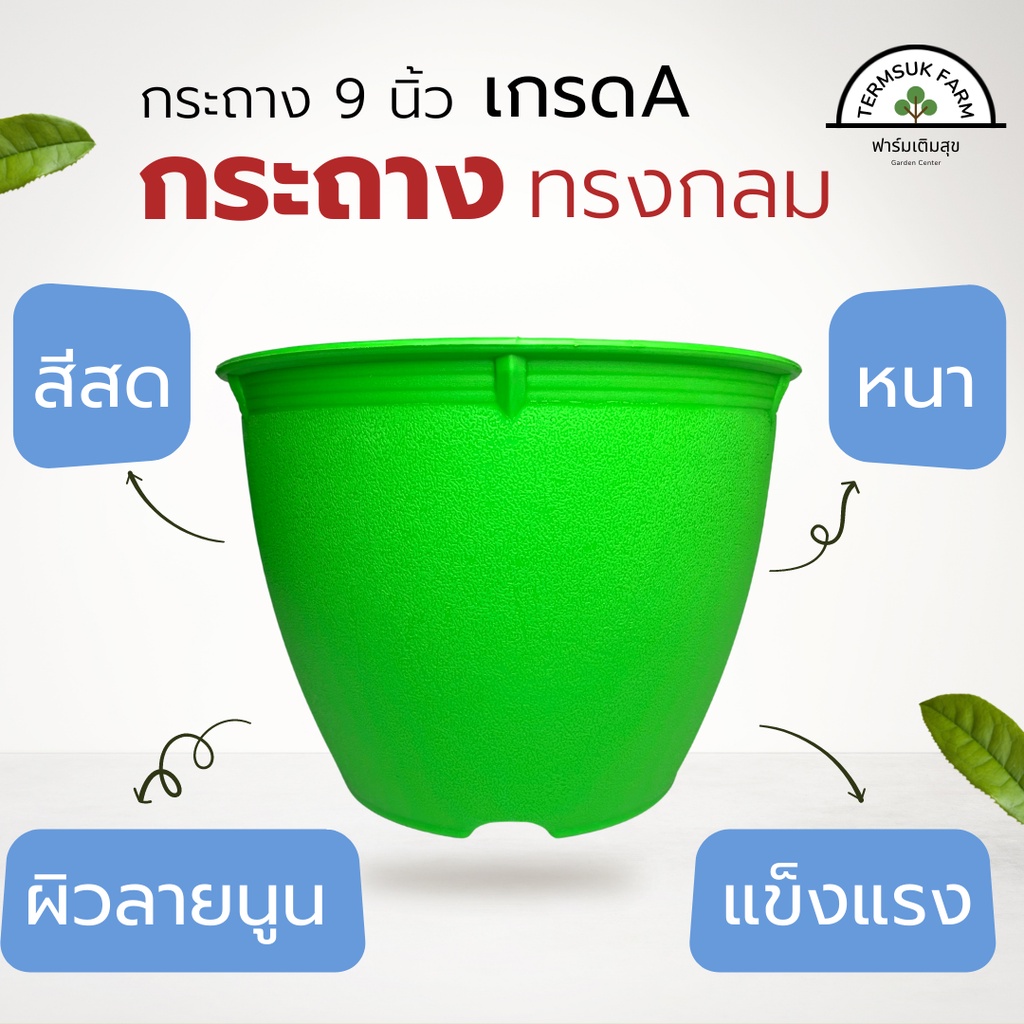 กระถาง  ขนาด 9 นิ้ว เกรดA สีสด ทรงกลม ราคาโรงงาน กระถางต้นไม้ กระถางพลาสติก สีสด สีพาสเทล ปลูกต้นไม้