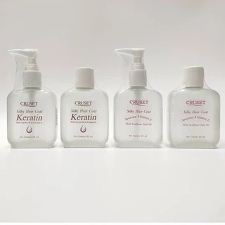 Cruset Silky🐮 Hair *Coat Keratin 85ml. (เซรั่ม ขวดเหลี่ยมน้ำใส) ครูเซ็ท ซิลกี้ แฮร์โคท เคอราติน เคลือบผม บำรุงผมแห้งเสีย