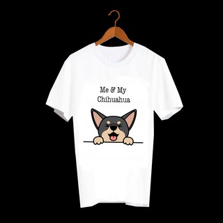 เสื้อยืดพิมพ์ลายหมา เสื้อยืดลายหมา ชิวาวา Me &amp; My Chihuahua MMD32