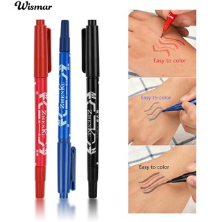 💋3Pcs ดับเบิ้ล End หมึกชั่วคราวเครื่องหมายผิวหนัง Pen Tattoo ซัพพลาย Tools Body Art