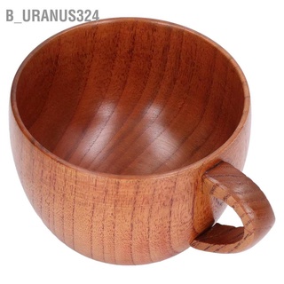 B_uranus324 200ml Big Belly Wood Water Cup Simple Tea Wine Coffee Mug Classical Wooden with Handle for Kitchen Study