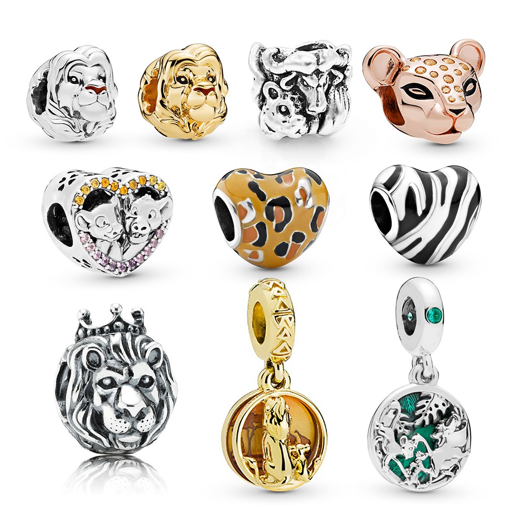 Lion King Simba & Nana heart Charm Mufasa Sunset จี้การ์ตูนสัตว์ลูกปัดกําไลข้อมือเครื่องประดับ
