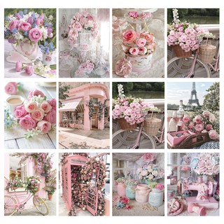 【ORFON】ภาพวาดสีน้ํามัน ตามตัวเลข รูปดอกกุหลาบ Diy สําหรับตกแต่งบ้าน