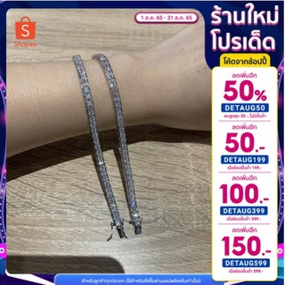 [ลดเพิ่ม310.- เก็บโค้ดหน้าร้าน+ใช้โค้ดDETAUG599] สร้อยข้อมือเพชรprincess cut เครื่องประดับเพชรสังเคราะห์นำเข้าเกรดดี