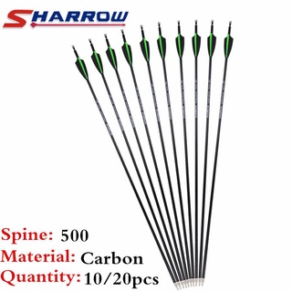 30 "ธนูคาร์บอน Arrows กระดูกสันหลัง 500 ผสมคาร์บอนเพลาสกรู Arrow Points การล่าสัตว์กลางแจ้ง Practice อุปกรณ์เสริม