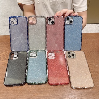 เคสโทรศัพท์มือถือ TPU ชุบไฟฟ้า กันกระแทก ลายคลื่น แต่งกลิตเตอร์ สําหรับ Iphone 13 12 11 Pro Max Xs Max Xr X 8 7Plus