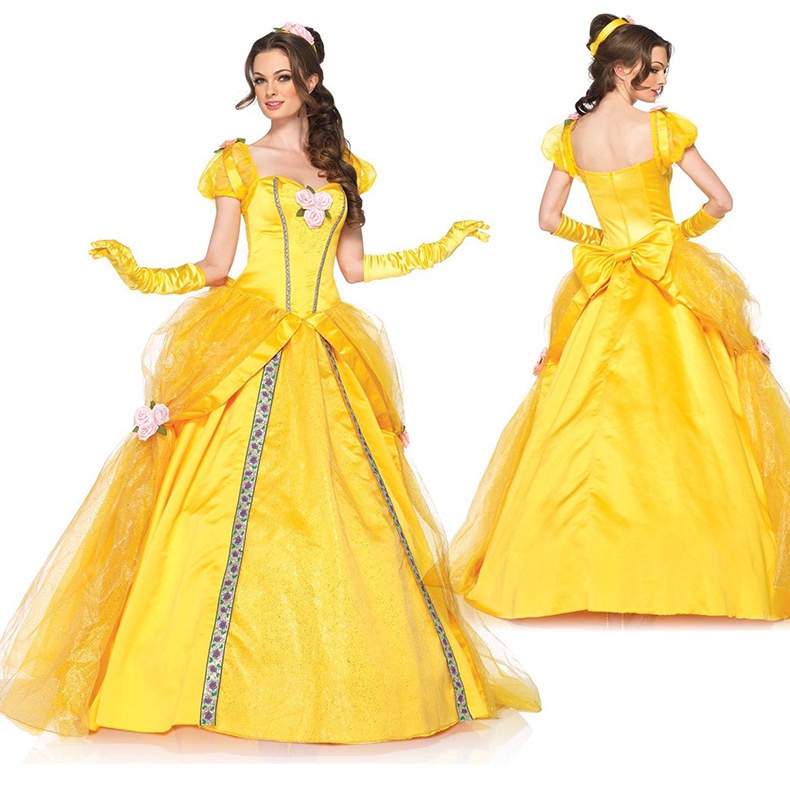 Oos ชุดเดรสคอสเพลย์เจ้าหญิง Belle Beauty and the Beast สําหรับผู้ใหญ่