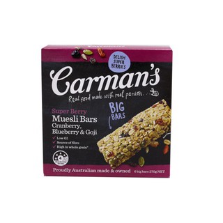 Carmans Super Berry Muesli Bars 270g  คาร์แมนซุปเปอร์เบอร์รี่มูสลี่บาร์ 270 กรัม