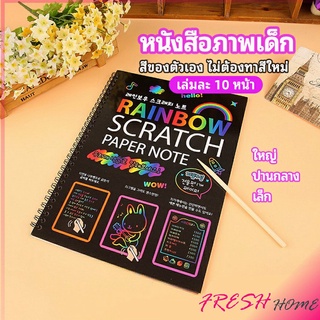 สมุดโน๊ตขูดสีรุ้งเล่มเล็กเกาหลี กระดาษวาดรูปสีสันสดใส พร้อมจัดส่ง childrens picture book