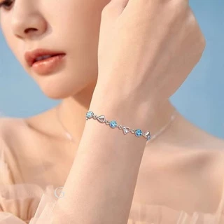 GLAMOR✨กําไลข้อมือผู้หญิง HEART OF OCEAN สร้อยข้อมือผู้หญิง กําไลข้อมือประดับเพชร กำไลข้อมือเงิน925