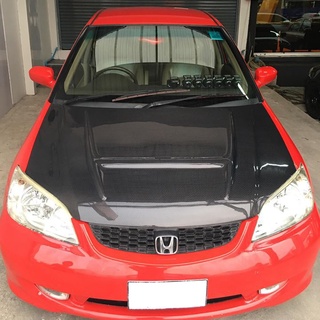 Econ GT ฝากระโปรงคาร์บอน ไฟเบอร์ - คาร์บอน เคฟล่า HONDA Civic ES 2004 (ลายสอง)