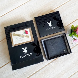 ของขวัญวันเกิด วันวาเลนไทน์ ของขวัญวันครบรอบ กระเป๋าสตางค์ PLAYBOY สีดำและสีน้ำตาล รับชุดเต็มเซ็ท ฟรีการ์ดอวยพร