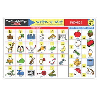 [SALEแผ่นเรียนรู้2ด้าน+รียูส] Melissa &amp; Doug รุ่น 5030 แผ่นเรียนรู้ 2 ด้าน รุ่น Phonics ออกเสียงภาษาอังกฤษ เขียนแล้วลบได้ เช็ดได้ ล้างได้ รียูส เป็นแผ่นรองทานข้าวในตัว Learning Mat Phonics แผ่นใหญ่ สนุกกับคำศัพท์ "กินไป เล่นไป เรียนรู้ไป" รีวิวดี เด็กๆฟิน