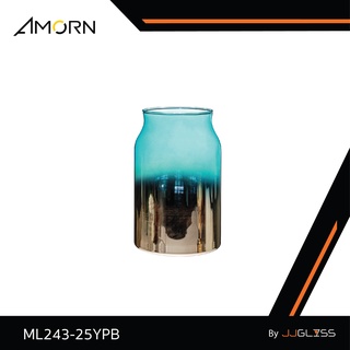 JJGLASS - (AMORN ) ML243-25YP - แจกันแก้วสี  สำหรับจัดดอกไม้ ตกแต่งสถานที่ได้ทั้งภายในและภายนอก เคลื่อนย้ายสะดวก