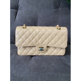 New chanel classic 10" beige caviar HL31 Fullbox