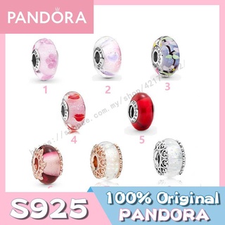 Pandora ชาร์มแก้ว เงิน S925 รูปริมฝีปากสีแดง p526 DIY