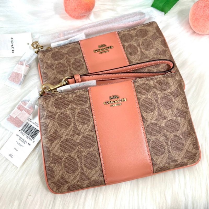 Coach 32445 Small Wristlet In Colorblock Signature Canvas