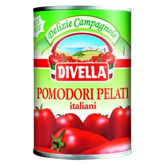 DIVELLA TOMATO PEELED 400 G. ดีเวลล่า มะเขือเทศปอกเปลือกในน้ำมะเขือเทศ ขนาด 400 กรัม