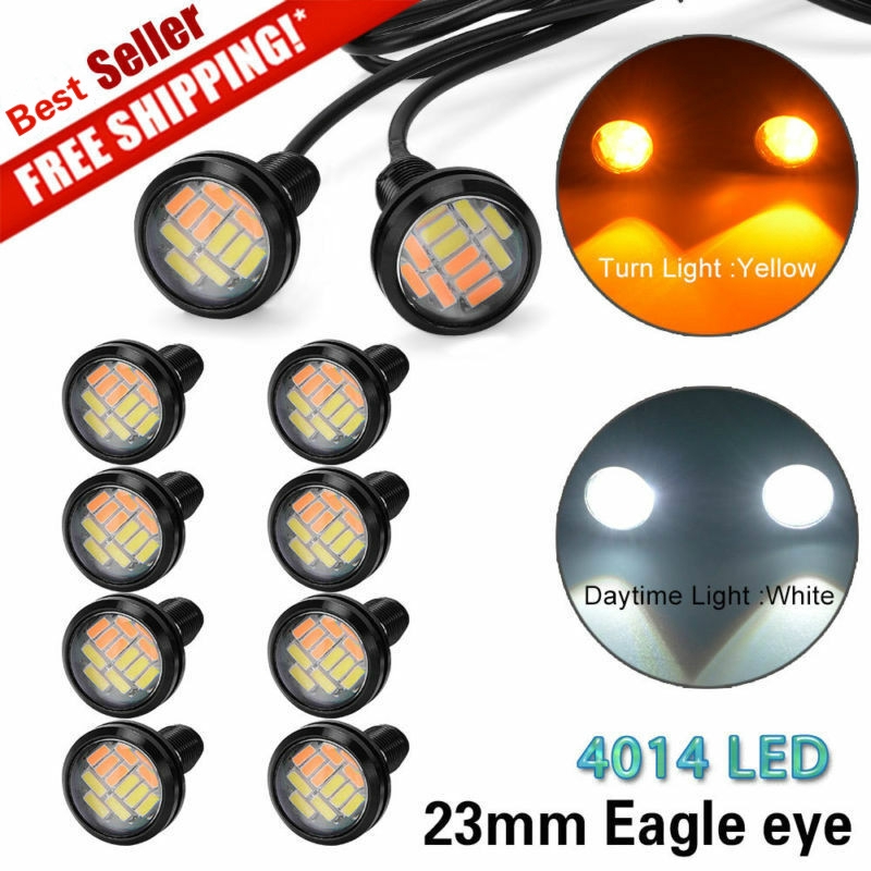 p & m 2 ชิ้น 23 มม. eagle eye 12 led ไฟตัดหมอกพลังงานสูง 4014 dual color 12 v drl สําหรับติดรถยนต์