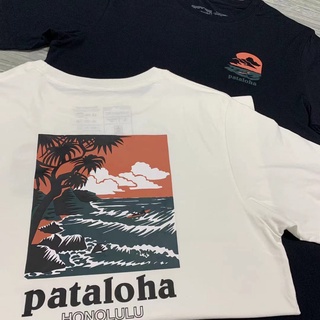 เสื้อยืดแขนสั้น ผ้าฝ้าย พิมพ์ลาย Patagonia สองสี เหมาะกับเล่นเซิร์ฟกลางแจ้ง แฟชั่นฤดูร้อน