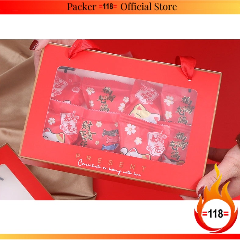 AK03 CNY Box Transparent Top with Handle-10pc/pkt