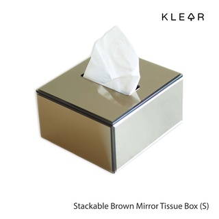 KlearObject Stackable Brown Mirror Tissue Box-S กล่องใส่กระดาษทิชชู่ กล่องอะคริลิค กล่องทิชชู่กระจกสีชา กล่องใส่ทิชชู่