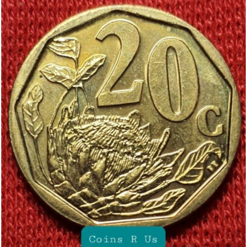 เหรียญต่างประเทศ แอฟริกาใต้ ชนิด 20 cents คละ ปี ค.ศ. ขนาด 19 มม. ผ่านใช้สวย ตามภาพ น่าสะสม