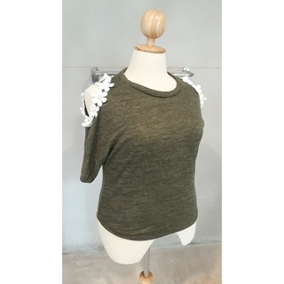 เสื้อผ้าสาว xl สีเขียว ผ้ายืดหยุ่น เข้ารูป