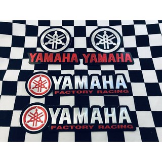 สติ๊กเกอร์ Yamaha Sticker สติกเกอร์ สีแดง แต่งรถ ติดรถ โลโก้ Red Logo 3D ตัวนูน มอเตอร์ไซค์ ยามาฮ่า Fino mslaz yzf r15