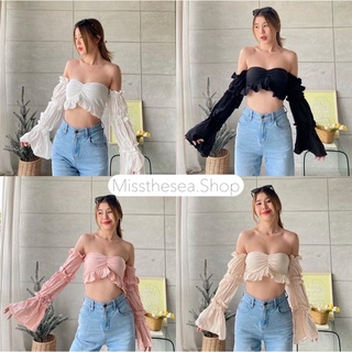เสื้อเเขนยาวจั๊ม เนื้อผ้าอย่างดี 2 ชั้น มีดีเทลระบายน่ารักมาก