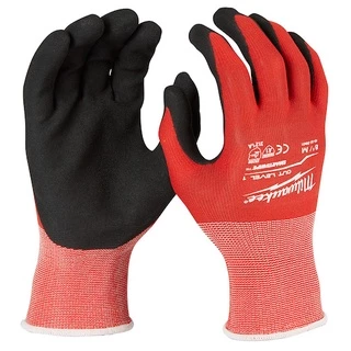 Milwaukee ถุงมือ Cut 1 Dipped Gloves ขนาด M(48-22-8901), L(48-22-8902) ถุงมือช่าง ถุงมืองานช่าง