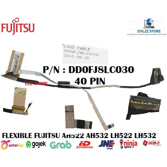CABLE FLEXIBLE CABLE FUJITSU LIFEBOOK AH522 AH532 LH522 LH532 DD0FJ8LC030 40PIN 40 PIN ใหม่