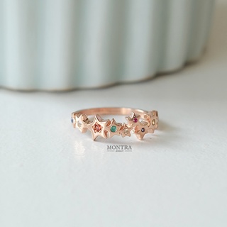 Star Ring แหวนนพเก้า แหวนพลอยเสริมดวง แหวนดาวนพเก้า แหวนเงินแท้ 925 ฝังพลอยแท้ by Montra Jewelry