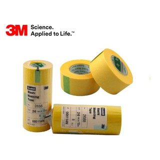 3M 2688 Washi Tape Yellow กระดาษกาววาชิ สีเหลือง 24mm X 18m [5ม้วนต่อ1แพ็ก] เทปกาวปิดพ่นสี สำหรับงานอุตสาหกรรม และรถยนต์