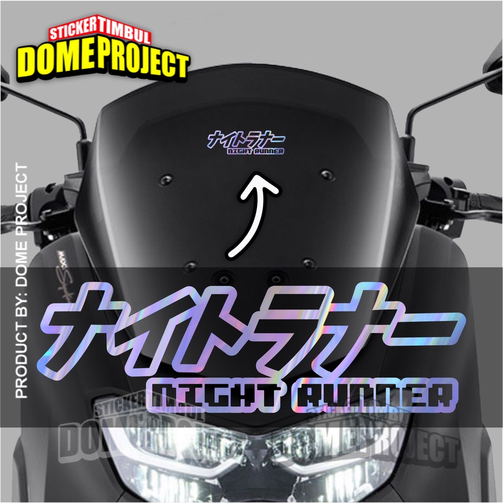 CUTTING STICKER DECAL MOTORCYCLE CAR GLASS JAPANESE LETTERS NIGHT RUNNER สติ๊กเกอร์ AESTHETIC COOL