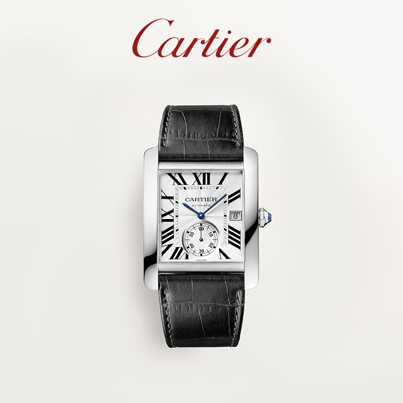 [Luxury Customization]Cartier Series Mechanical Watch Stainless Steel Crocodile Leather Watch Strap Calendar Window Watc