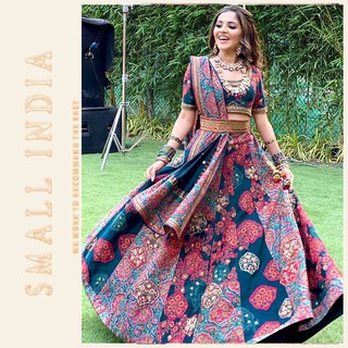 {**ส่งฟรี**} SMALL INDIA 💖 Multani Print Lehenga 💖 Taffeta Silk