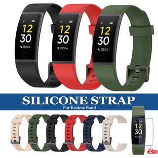 สายนาฬิกาข้อมือซิลิโคน แบบเปลี่ยน สําหรับ Realme Band TPU กันรอยหน้าจอ สําหรับ Realme Band