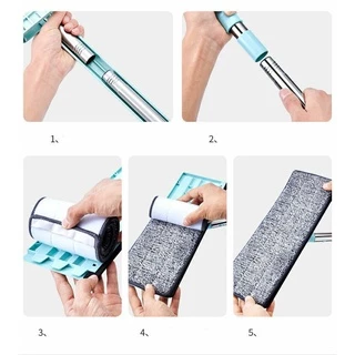 ถูก ๆ 3061 ไม้ถูพื้น แบบรีดน้ำและฝุ่นผงในตัว Flat Mop ไม้ถูพื้นพร้อมผ้า1ผืน ไม้ถูแบบไม่ใช้มือล้า