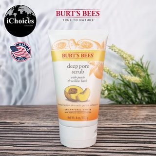 เบิร์ตส์บีส์ สครับ สำหรับผิวหน้า Burts Bees® Deep Pore Scrub With Peach &amp; Willow Bark 113.3 g Exfoliating Face Wash