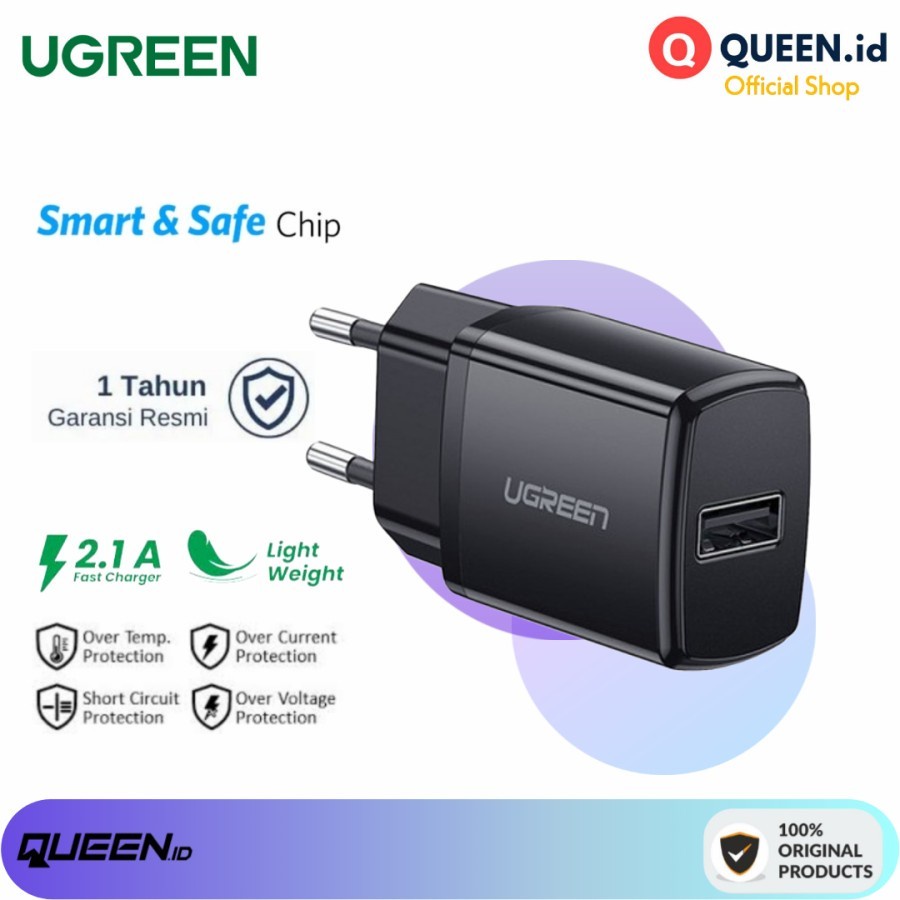 UGREEN 50459 USB Charger Adapter 5V/2.1A Wall Charger Safe Charge - UGREEN-50459 5V 2.1A Charger Hea