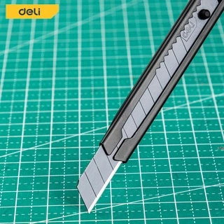 Deli คัตเตอร์ มีดคัตเตอร์ คัตเตอร์จิ๋ว 9mm พกพาง่ายๆ โลหะผสมเหล็ก ใบมีดเฉียง 30° 60° Cutter