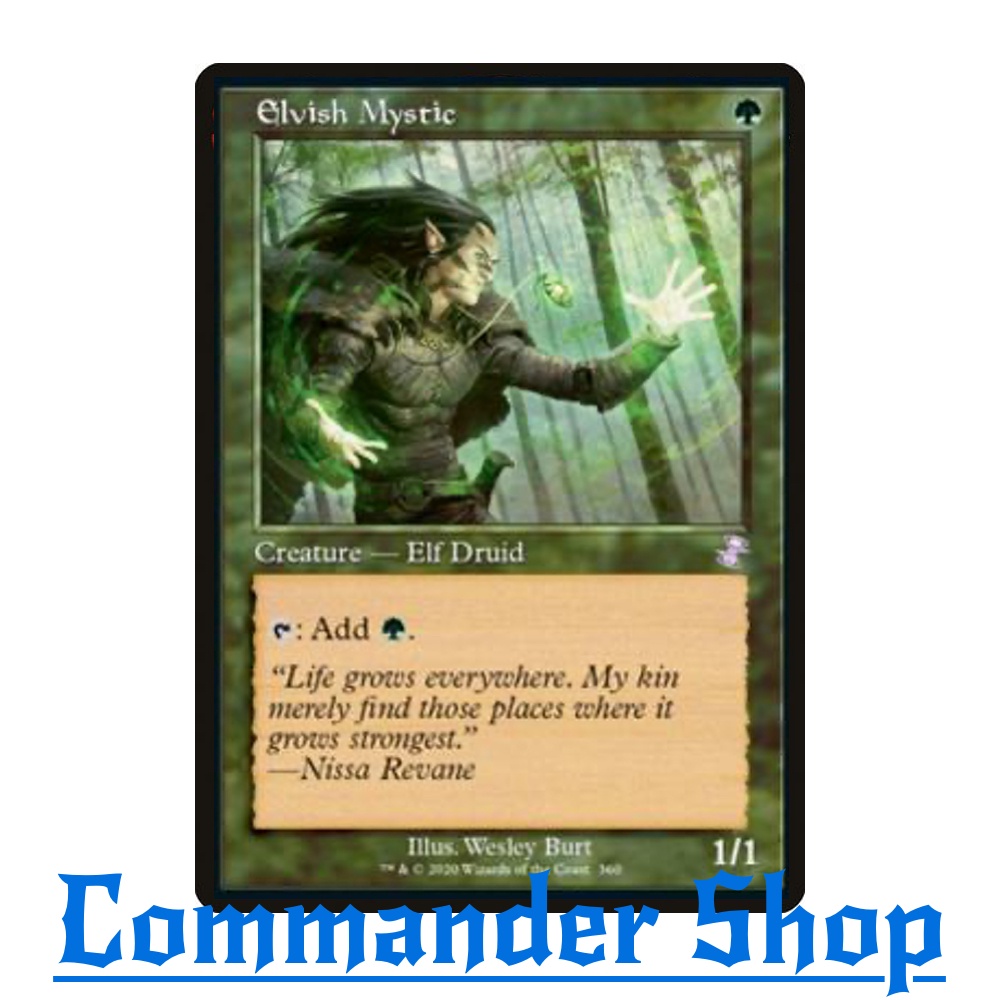 Elvish Mystic (Creature - Elf Druid) Green Mv1 Pw1/Tn1 ให้สี Green การ์ด Magic The Gathering (MTG)