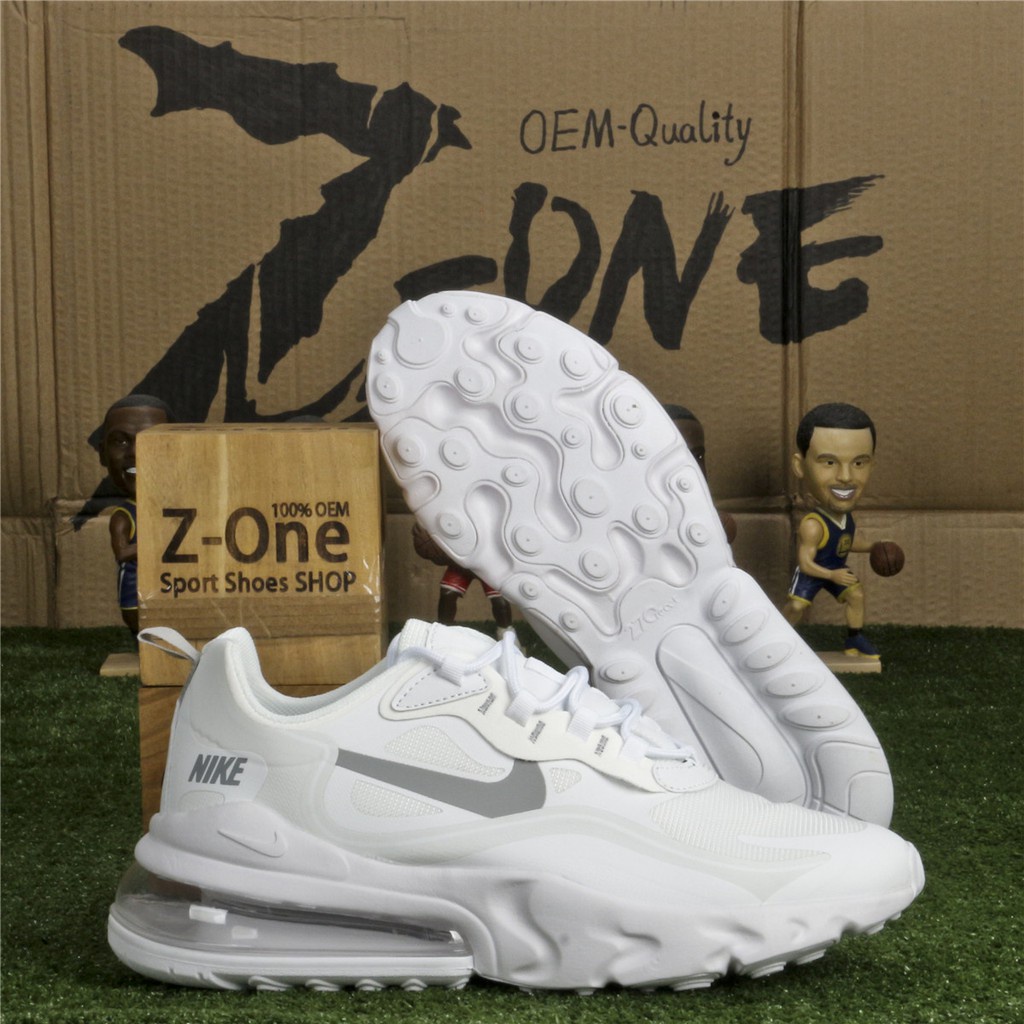 Nike AIR MAX 270 REACT รองเท ้ าวิ ่ งสําหรับผู ้ หญิงผู ้ ชายสีขาว/gray nike รองเท ้ าวิ ่ ง