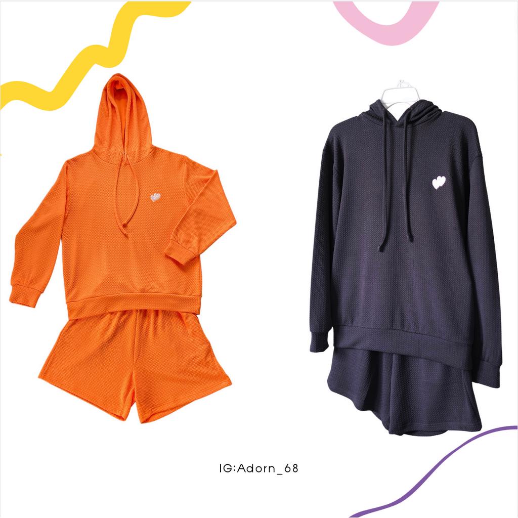 ชุดเซ็ต เสื้ออู้ด+กางเกง สีส้มและสี orange 🍊 และสี blueberry🫐