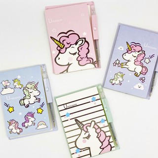 สมุดโน้ตเล่มเล็ก/สมุดฉีก พร้อมปากกาลูกลื่น ลายยูนิคอร์น Unicorn Notebook/ Notepad with pen Stationery Office School