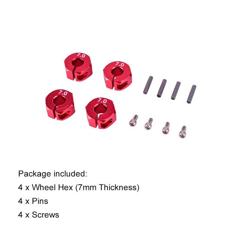 ล้อโลหะอลูมิเนียม 6 มม. 7 มม. 12 มม. สีแดง สําหรับรถบังคับ 1:10 HSP HPI Tamiya 4 ชิ้น